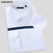 CARFANTE Высококачественная Мужская Однотонная рубашка с длинным рукавом из хлопка S M L XL XXL XXXL 4XL-8XL M9803