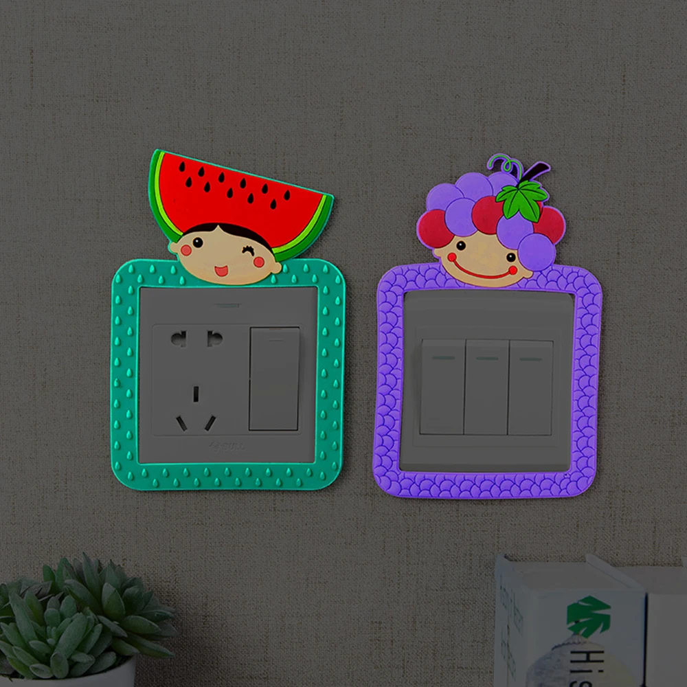 

Fruits LuminousCartoon switch sticker Sticker PVC Luminous Switch Sticker Fruit Shape for Home Decorations Cartoon Wall Sticker