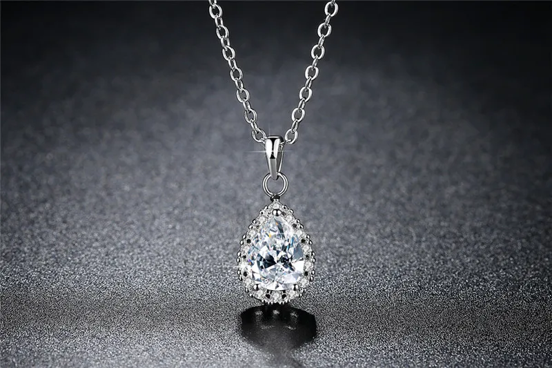 Geometric Water Droplets Fashion Dress Necklace For Woman Gift Necklace Angel Tear Pendant Clavicle Female Crystal Jewelry  N294 (5)