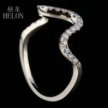 HELON Solid 10K Yellow Gold 100% Genuine Natural Diamonds Ring For Women Engagement Wedding Ring Half Eternity Classic Jewelry 5