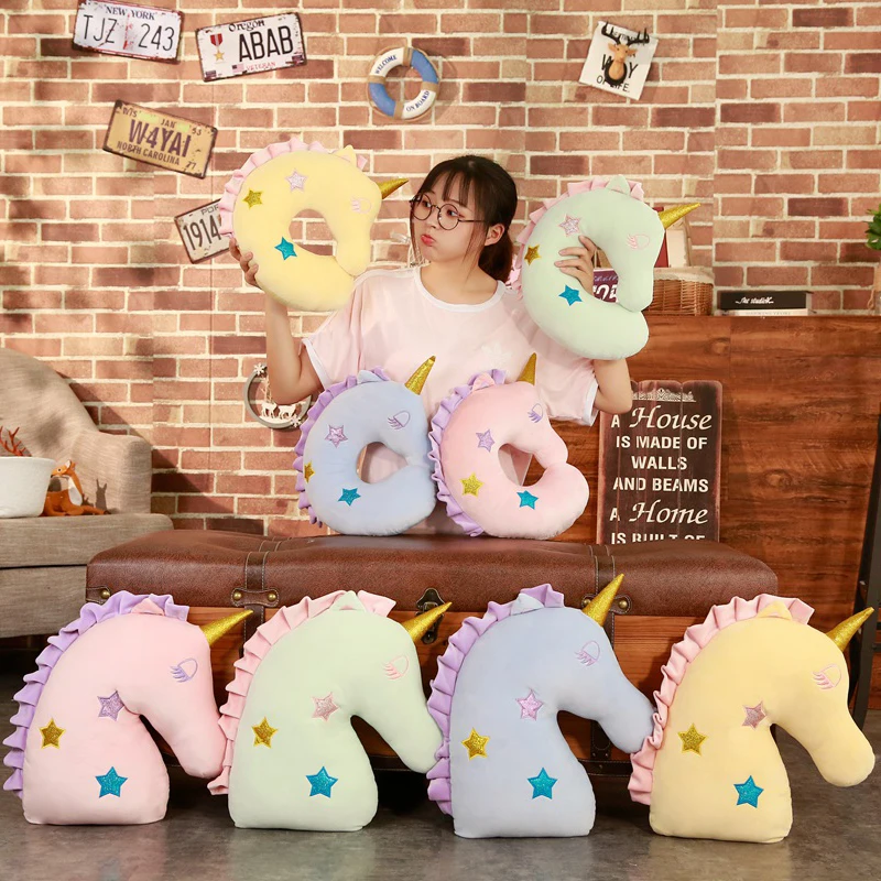 

New Creative Lucky Star Unicorn Neck Pillow Pillow Cushion Plush Toy Stuffed Toys Travel U-shaped Pillow Home Decoration