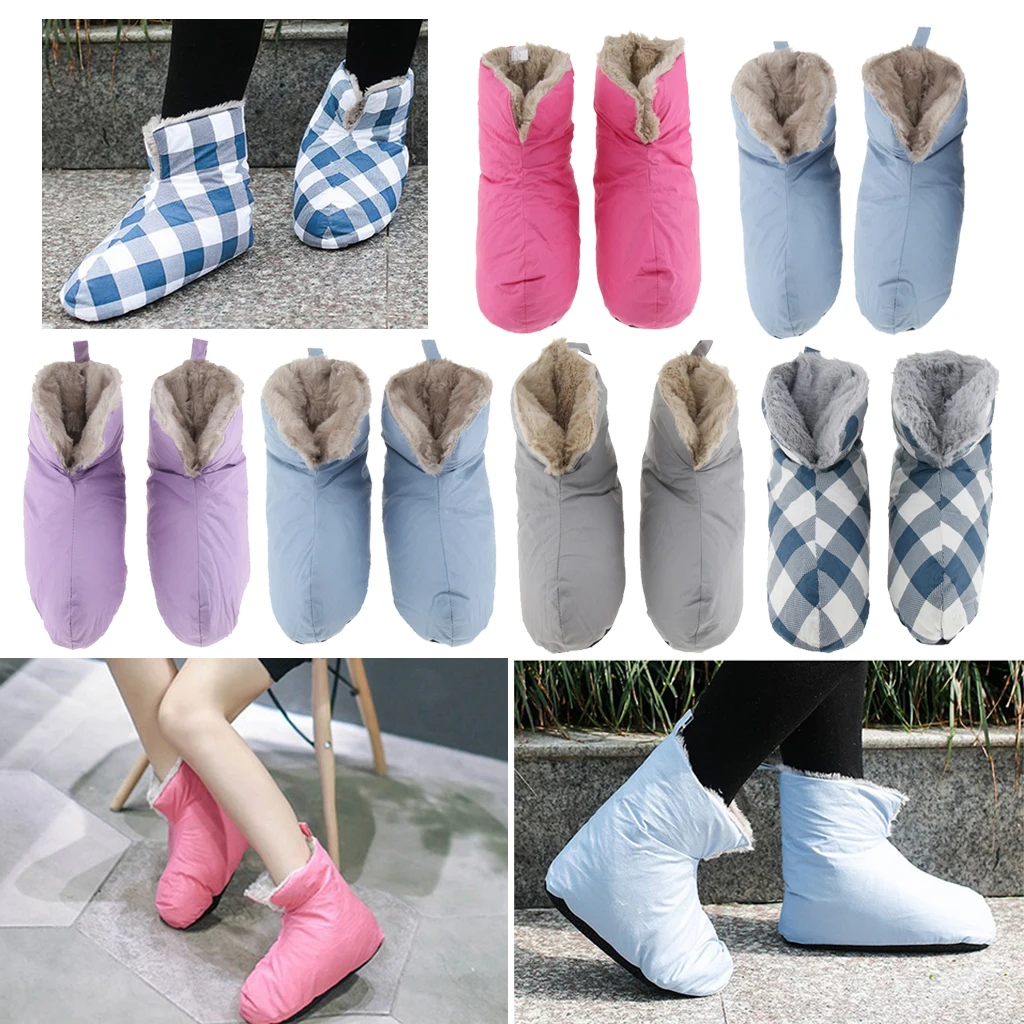 Soft Duck Down Slippers Winter Warm Camping Tent Foot Booties for Men Women Footwear