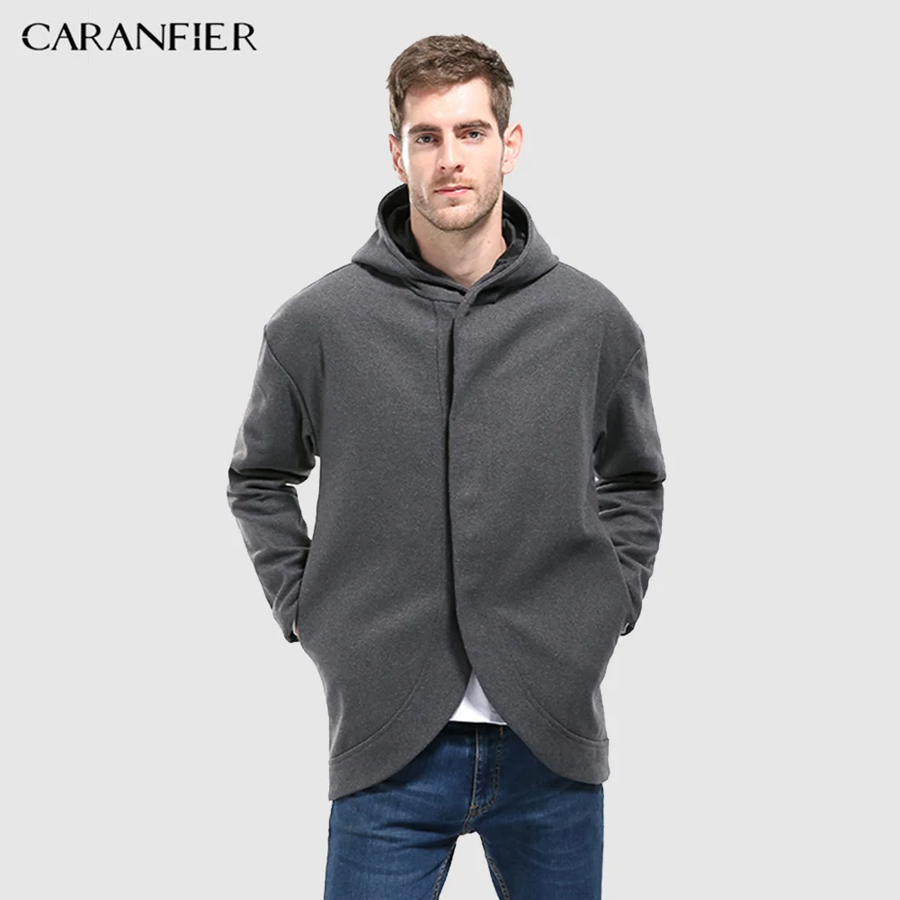 CARANFIER Новинка зимы Мужской Тренч с капюшоном модный тонкий Топ Качество Пальто