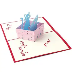 Ручной работы 3D Pop Up Поздравительные открытки с прекрасным Кошкин дом Рождество или подарки на день рождения для влюбленных