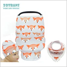 Многофункциональный чехол для кормления, дышащий эластичный детский чехол для машины, для мамы, лиса, для грудного вскармливания, с хлопковыми нагрудниками/шапкой