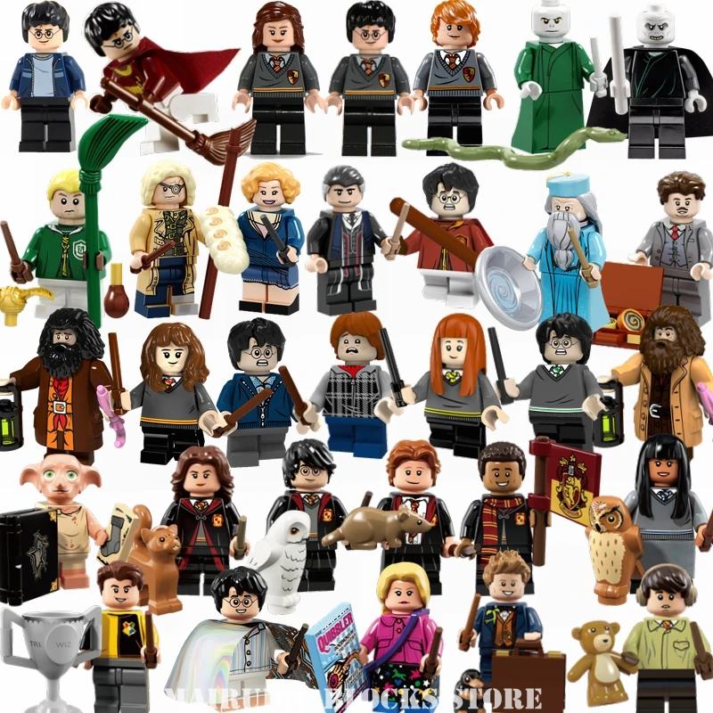 

Sale Legoing Harry Potter Figures Set Building Blocks Hermione Ron Granger Lord Voldemort Dobby Movie Model Figure Toys for Kids