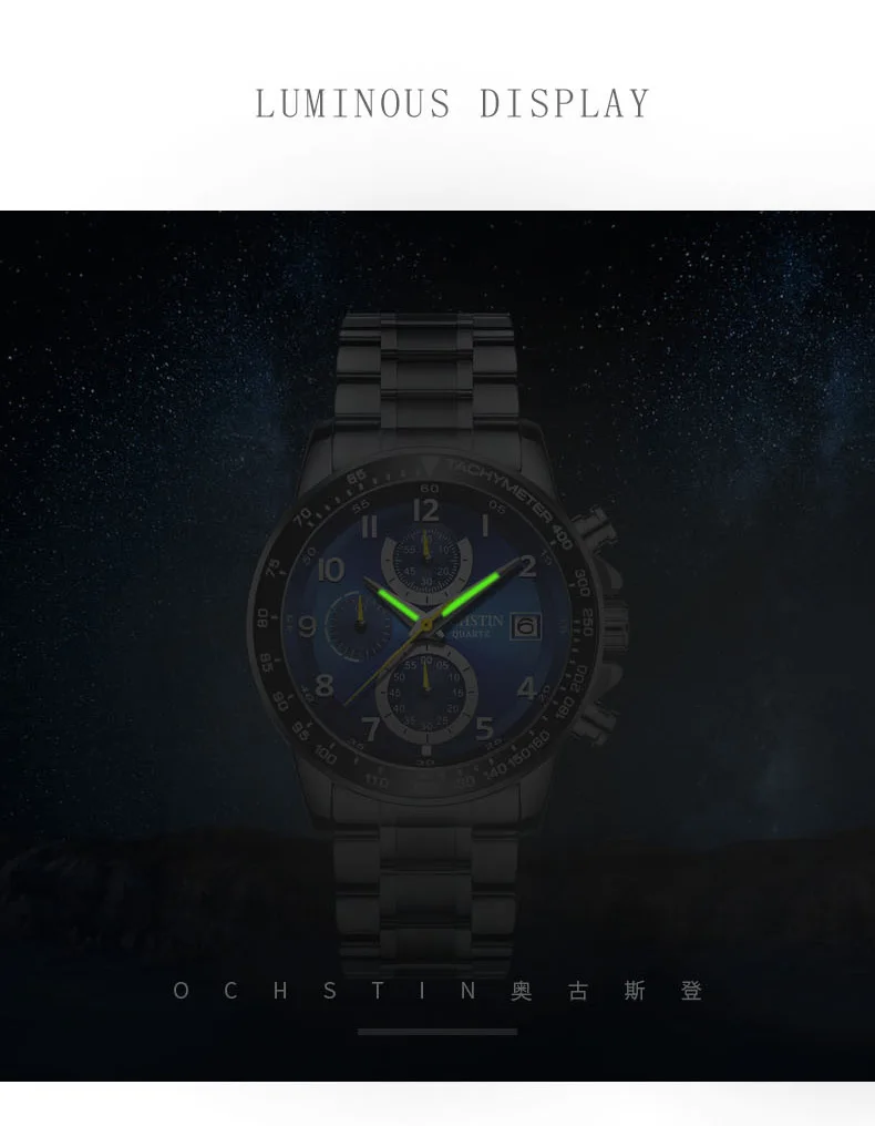 OCHSTIN мужские часы Топ бренд класса люкс Хронограф наручные часы Дата Военный Спорт Нержавеющая сталь мужские часы Relogio Masculino 6112