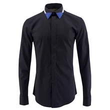 Новая мужская Осенняя рубашка с длинными рукавами, синяя, черная и серая, цветная, Тонкая Повседневная рубашка, костюмы певицы