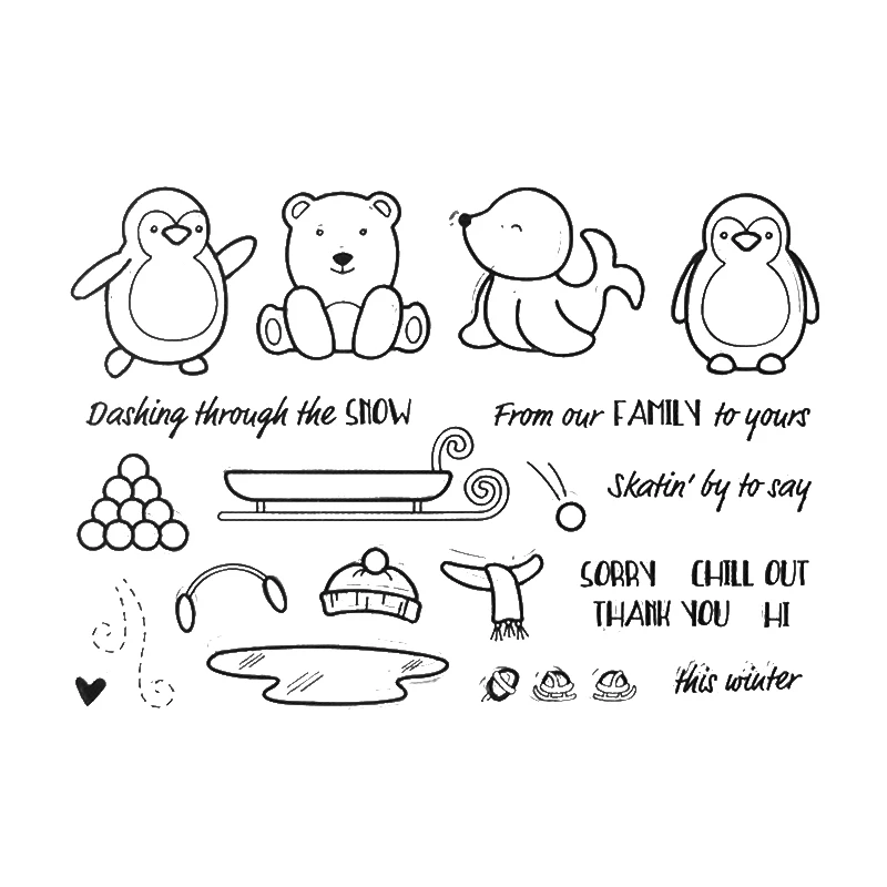 

Dashing Through The Snow Animals Transparent Clear Rubber Stamps Seals Scrapbooking Folder Making Kids Fun Photo Album Decor