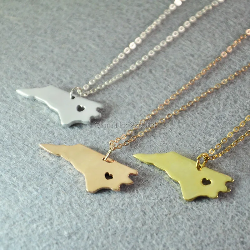 Buy North Carolina necklace, Personalized map necklace