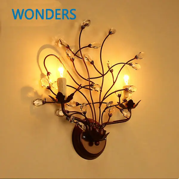 

Crystal Wall Lamp bronze Candle lamp American country branches shape E14 Bulbs