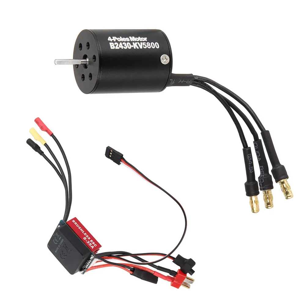 

35A ESC 2430 KV5800 Brushless Motor for 1/16 1/18 RC Car Boat Truck Racing BM88