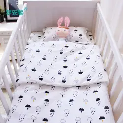 3 шт./компл. детское постельное белье хлопковый комплект кроватка постельные принадлежности для новорожденных черный белый облака капли