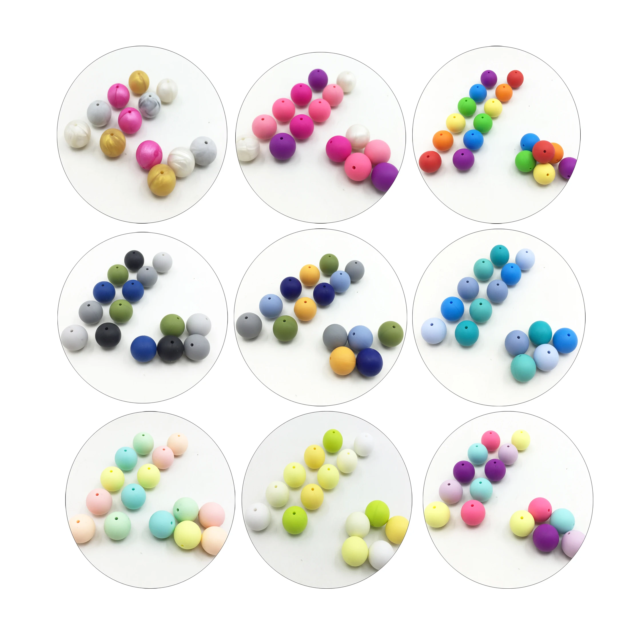 

200pcs Silicone 15mm LOOSE round Beads Baby Teething Beads-39colors -Safe Food Grade Teething Chewed Round Silicone ball