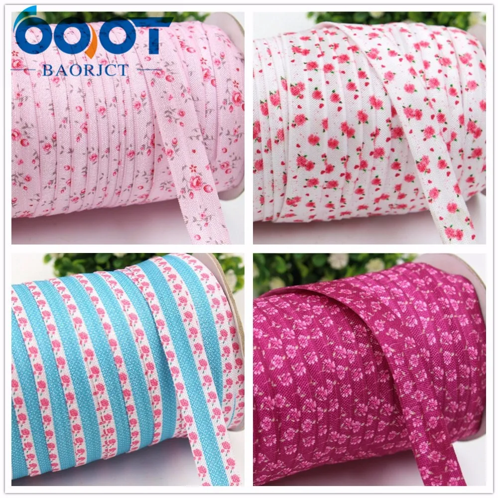 

OOOT BAORJCT,1752629, 5/8'',16MM Flower Fold Over Elastic Ribbon , 10 yards Hair ring DIY handmade clothing accessories,