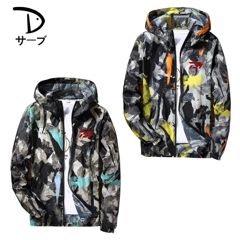 

2018 Summer DAIWA Ultrathin Breathable Sunscreen Long-Sleeved Camouflage Light UV Skin fishing Clothing Daiwa Jacket Hiking Men
