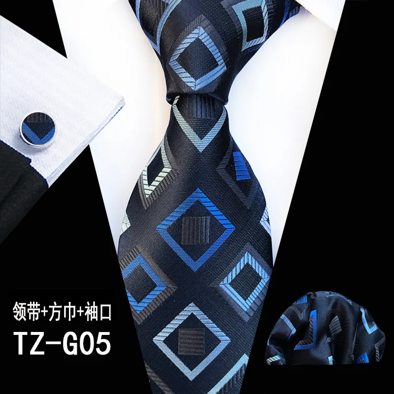 Новый дизайн плед галстук набор жаккардового переплетения Шелковый галстук Gravata платок Набор Запонок платок Для мужчин Галстук Свадебная