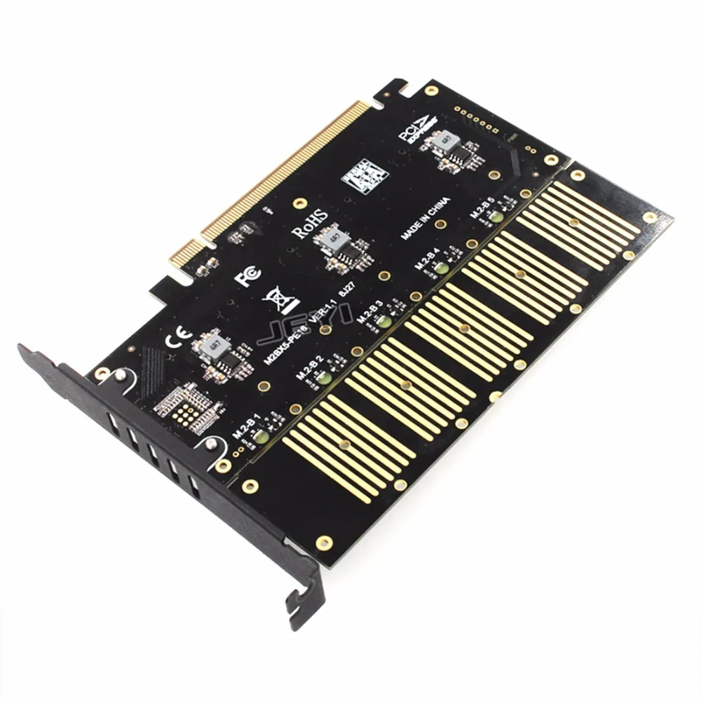 JEYI JMS585-X16 PCIE 5 m. 2 SATA карта расширения поворот PCIE3.0 SATA RAID карта 5* ssd 5* ngff 5* m.2 Softraid карта большой мощности