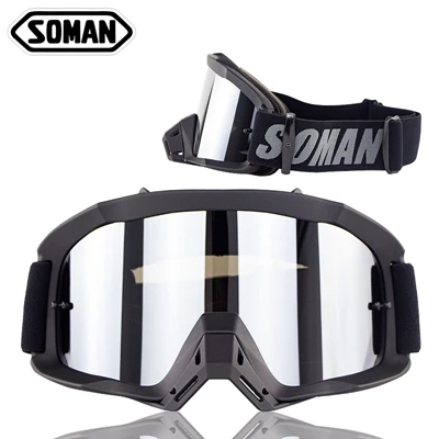 SOMAN мотокросса Occhiali ATV внедорожный Байк Antipolvere Da Corsa очки, мотоциклетные очки MX Occhiali Gafas Moto SM16 - Цвет: Black Silver