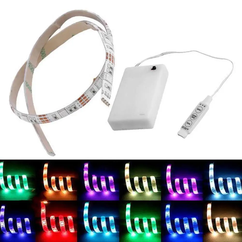 

1PCS 23 RGB LED Strip Light 3528 SMD USB Battery Power Colorful Changing LED Strip Shoes Light