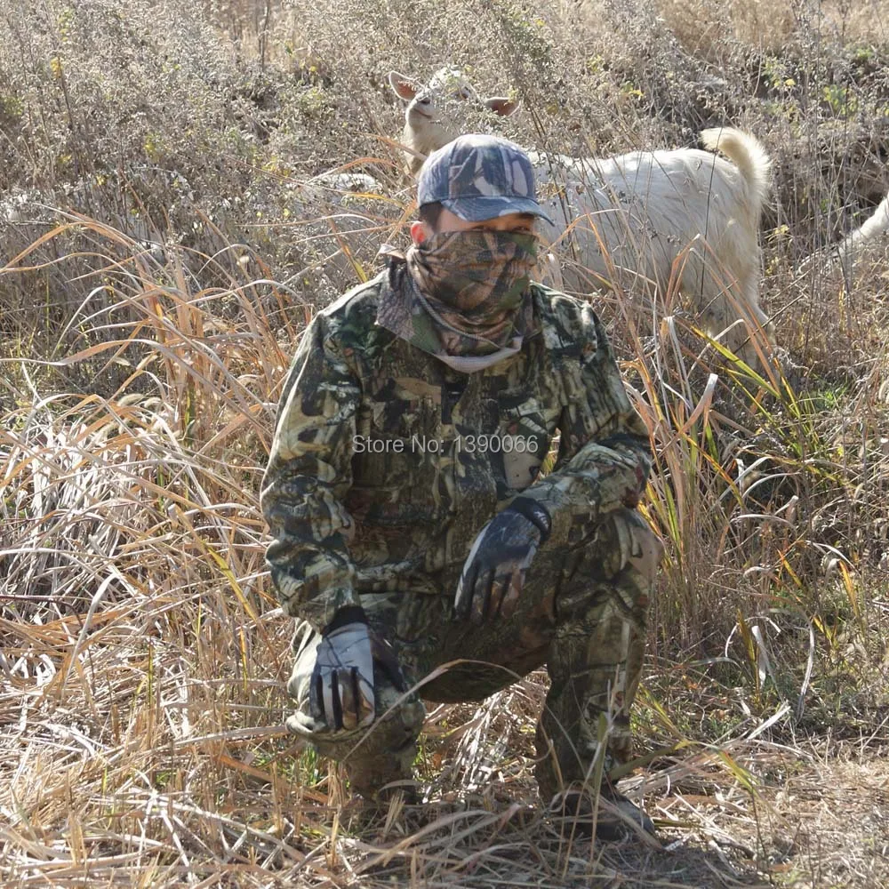 

Tactical Camouflage hunting clothes Ghillie Suits jacket Pants Cap Facemask for Outdoor Sports spnier bow hunt camping fishing