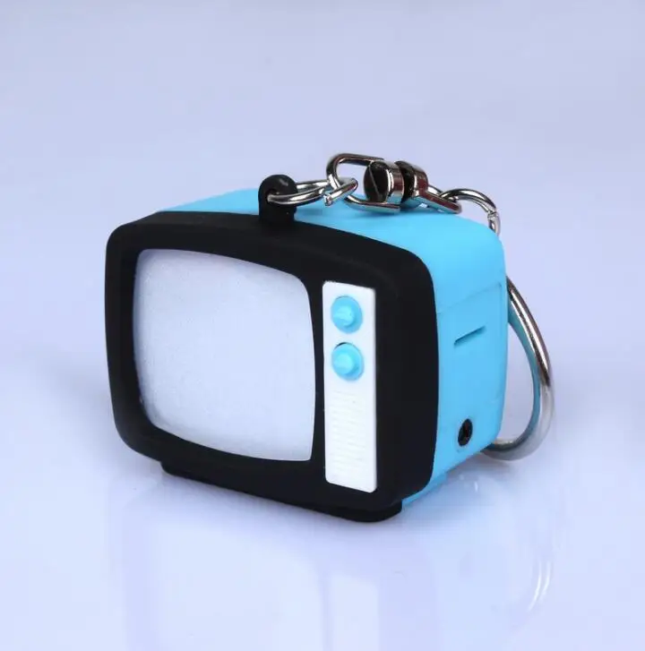 

Fashion Cute Funny television Led Keychains Flashlight Sound Creative Kids Toy Light TV car Key Rings Jewelry gift for woman