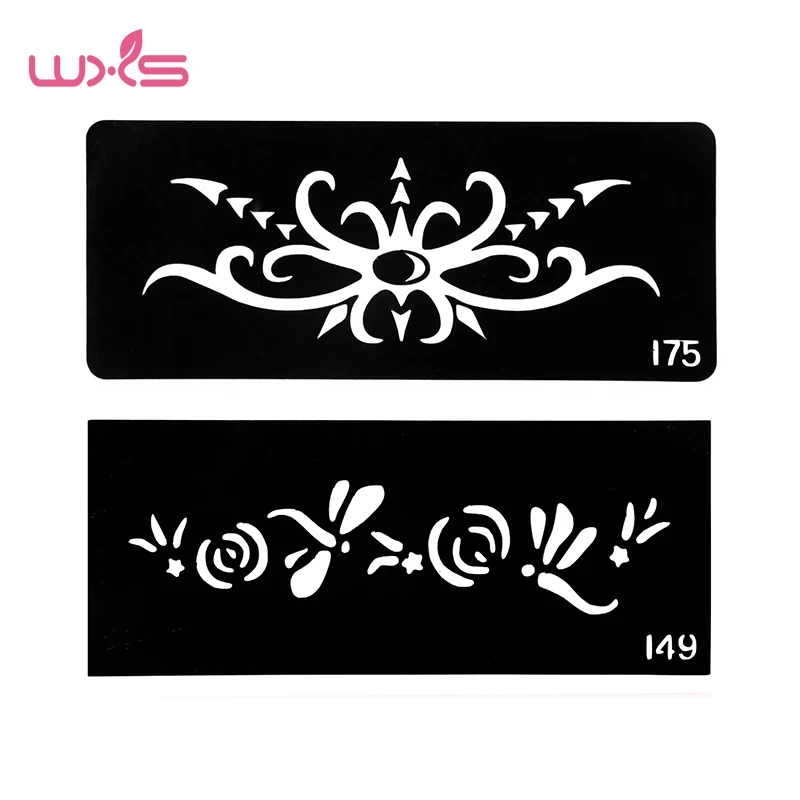 10pcs Airbrush Glitter Tattoo Stencil Woman Girl Kids Drawing Template Cute Flower Butterfly Cartoon Henna Tattoo Stencil TS-05