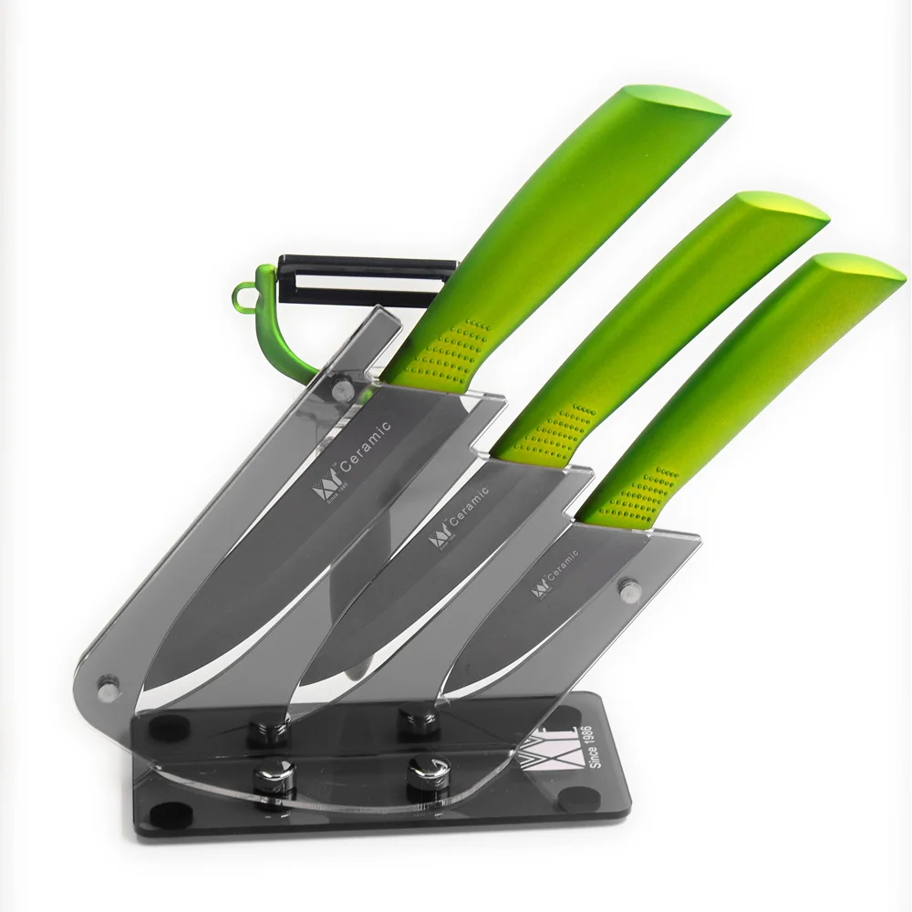 XYj Brand Acrylic Black Kitchen Knife Holder+3 Inch Paring 4 Inch