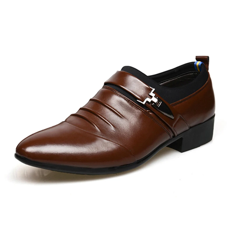 

Fashion PU Leather Men Dress Shoes Pointed Toe Bullock Oxfords Shoes For Men Slip On Designer Luxury Men Shoes Plus Size 45