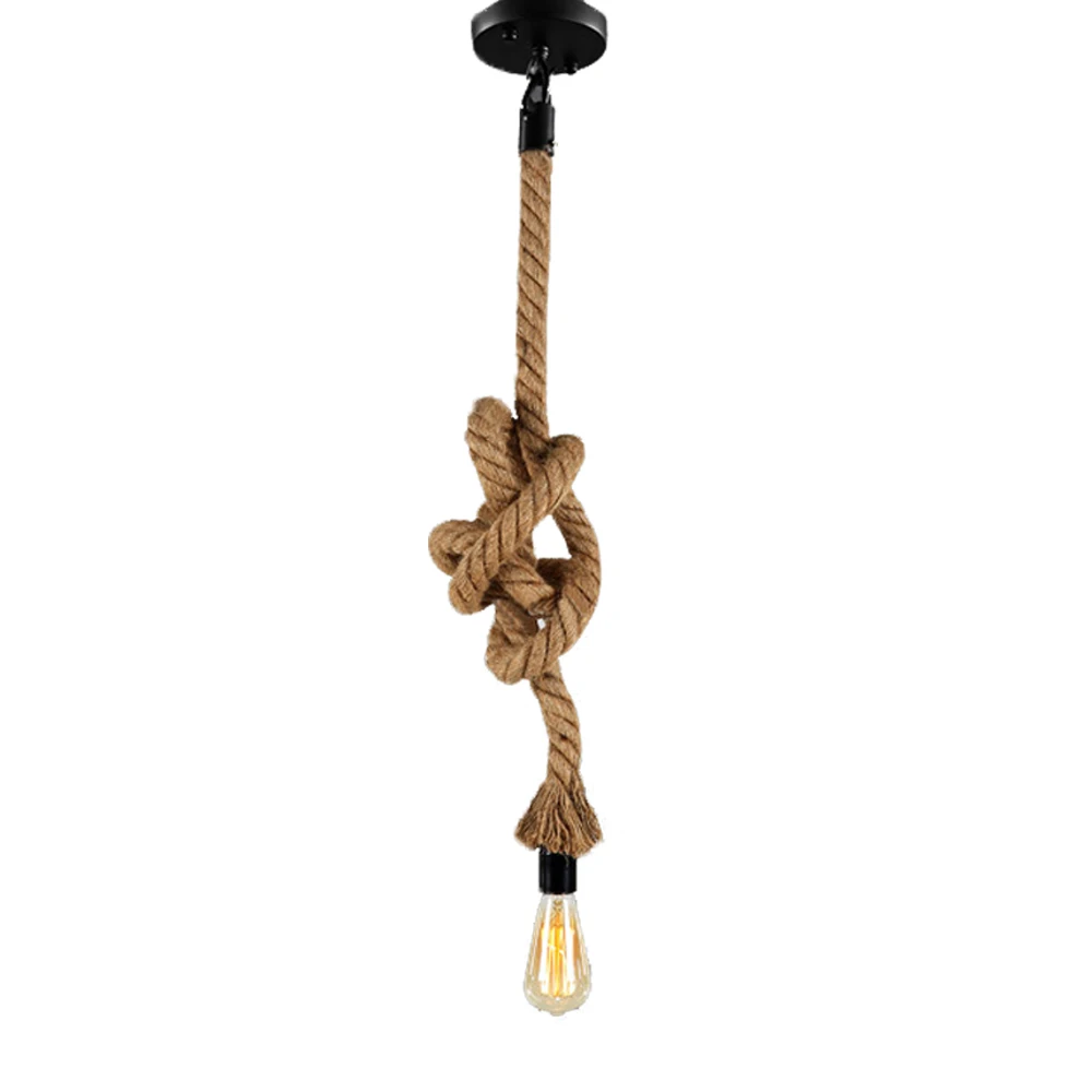 Винтажный подвесной светильник из пеньковой веревки AC90-260V E27 Лофт творческая личность промышленный подвесной светильник для ресторана кофе - Цвет корпуса: Single rope