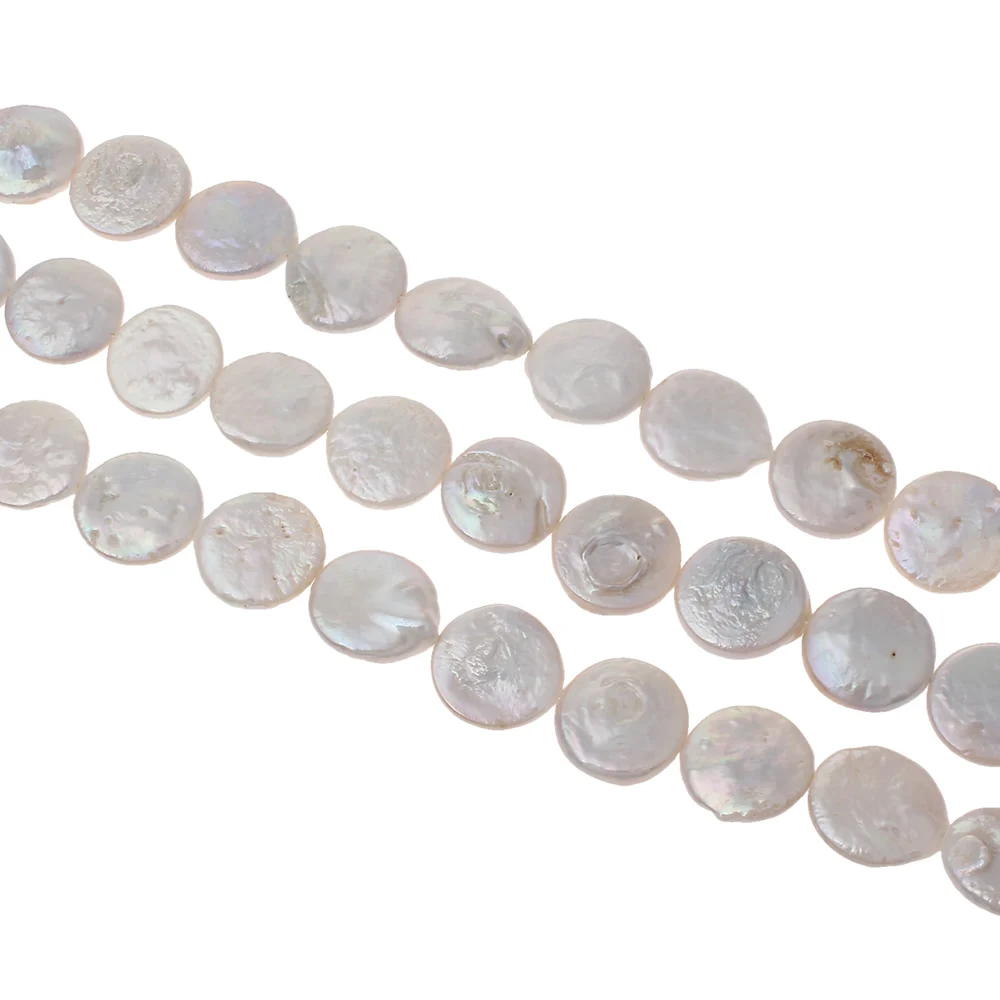 Coin Cultured Freshwater Pearl Beads Guaranteed 100% Natural White 13-14mm Loose Beads For Necklace Bracelets Jewelry Making