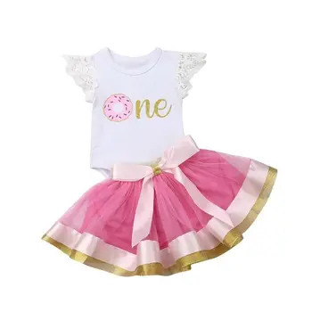 

Newborn Infant Baby Girl Clothes Set Little Princess Top Romper Tutu Skirt Summer Flying Sleeve Outfit Clothing