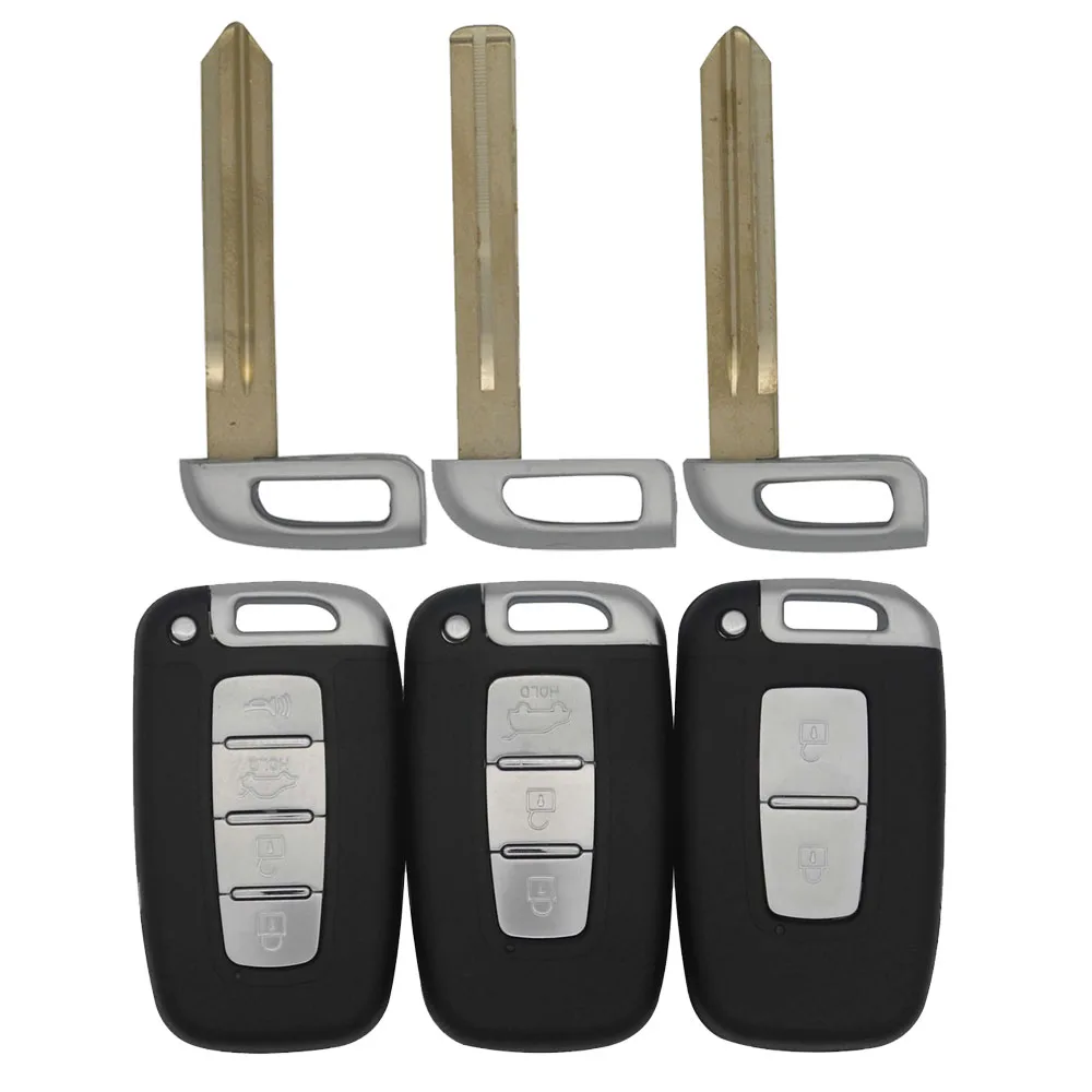 

jingyuqin Remote Key Shell For Hyundai Genesis Coupe Sonata Elantra Veloster Smart Keyless Uncut Blade Entry Key Case 2/3/4 BTN