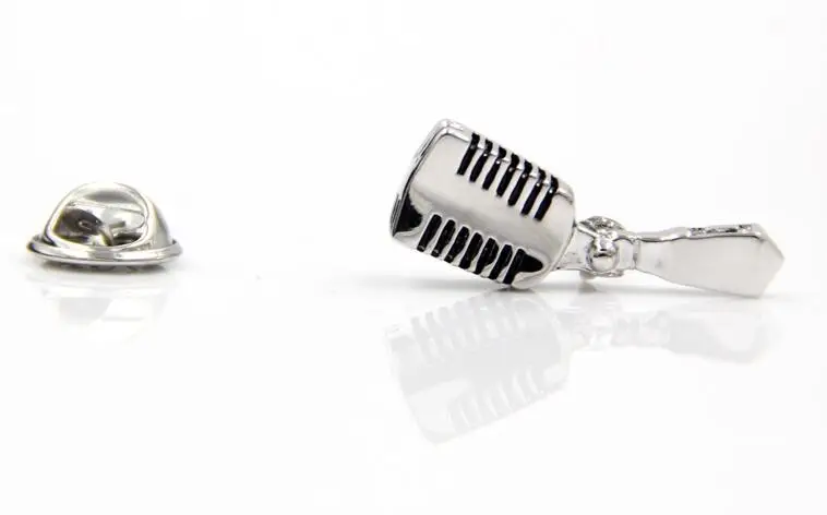 

Mini Microphone Brooches Pin Badge Copper Made Brooch Shirt Badges Men Suit Dress Lapel Sticker Jewelry Gift Wholesale 10pcs/lot