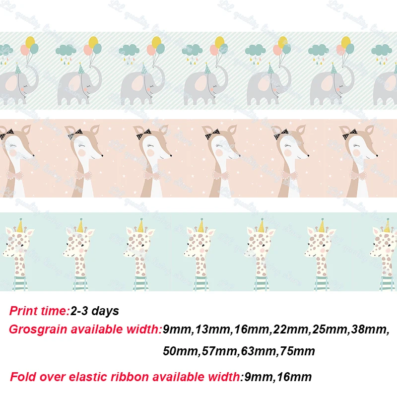 

Cute animal printed grosgrain ribbon for craft DIY hair accessories character ribbon sewing material 50 yards