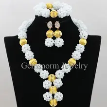 В нигерийском стиле белый Бусины кристалл костюм комплект украшений Свадебные африканские Бусины Jewelry Set New wa328