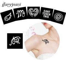 6 листов, маленькая хна, трафарет для тату, бумага, Аэрограф, живопись, крыло, сердце, дизайн, на запястье, боди-арт, инструмент, шаблон татуировки, Временный G#17