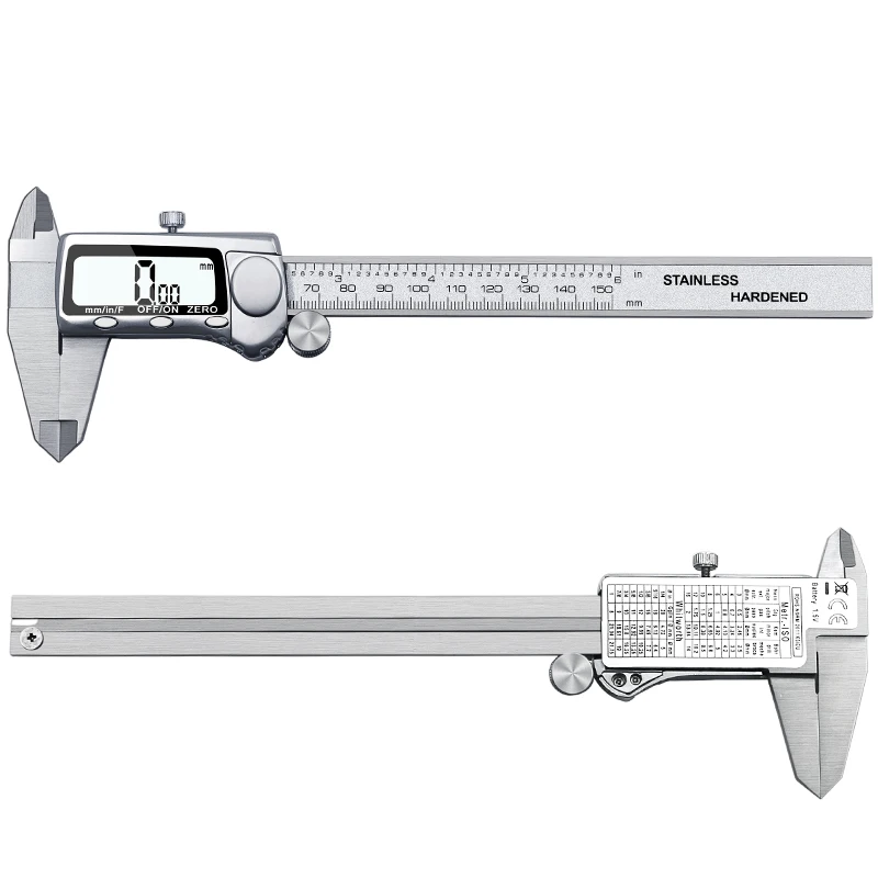 Цифровой штангенциркуль 0-150 мм Метрическая дюймовая фракция Электронный штангенциркуль из нержавеющей стали микрометр измерительные инструменты