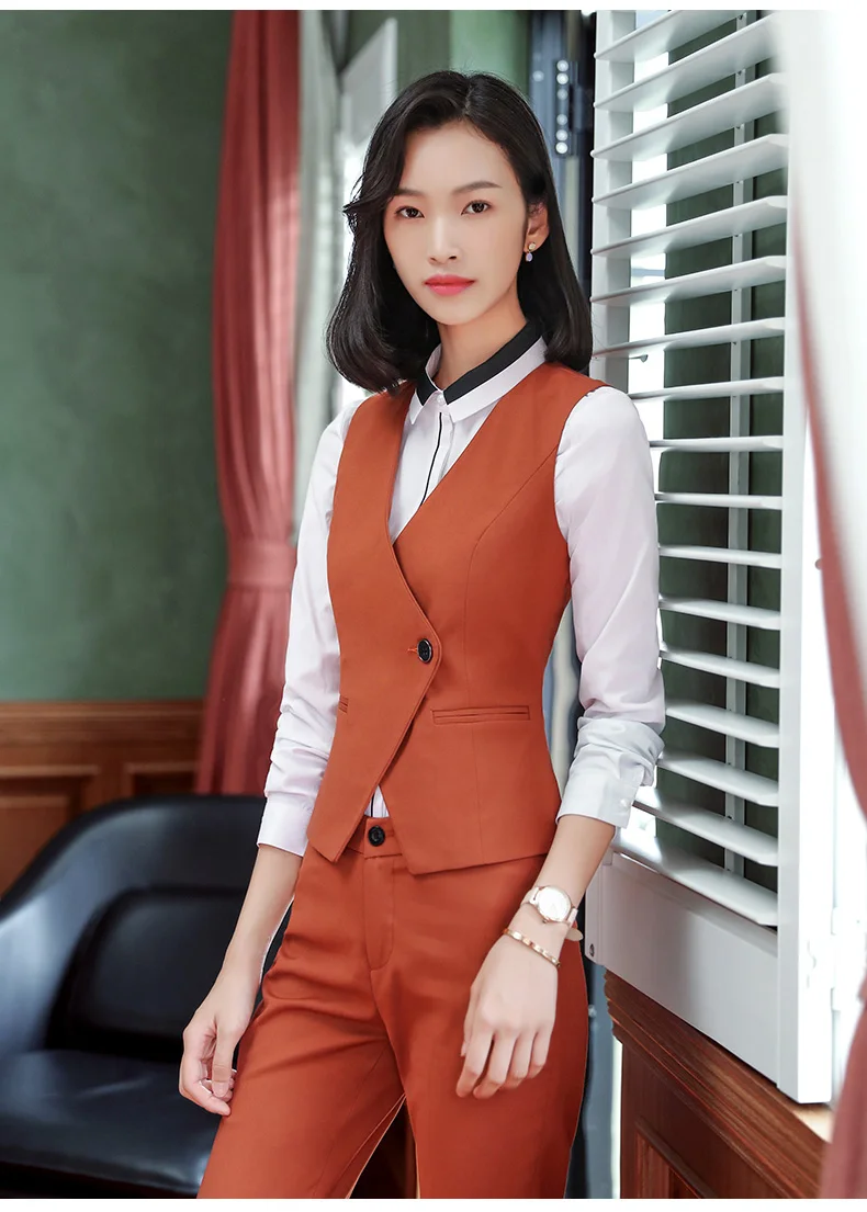 Fashion business Interview vest women new spring Slim V Neck Formal office ladies vest coat plus size uniforms