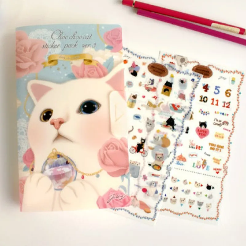

8sheets/lot kawaii cartoon cat decorative scrapbook sticker set album packing stationery craft
