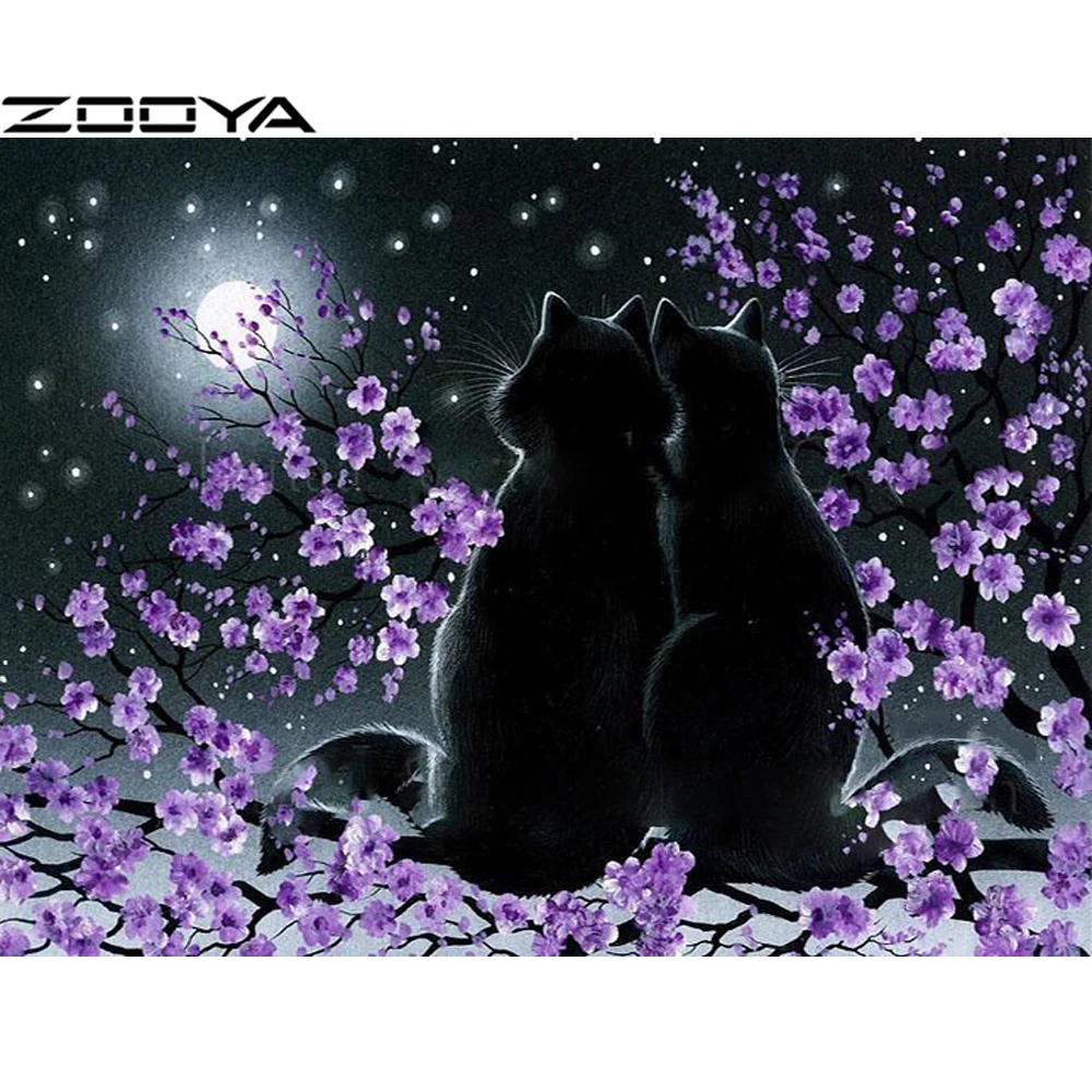 Набор для алмазной вышивки ZOOYA 5D крестиком с изображением двух кошек Луны дерева