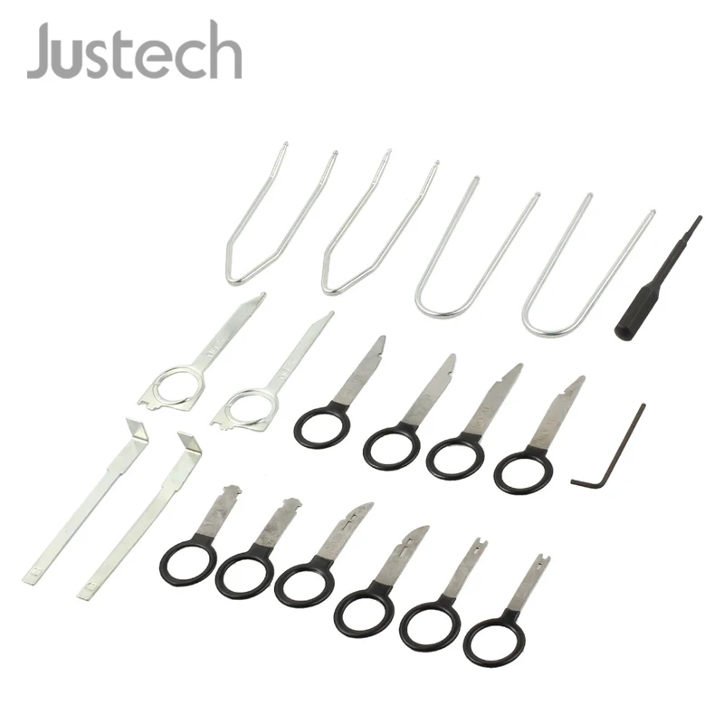 

Justech 20 Pcs Car Radio Removal Tools Kit Stereo Head Unit Removing Keys for Audi VW Ford Skoda JVC Mercedes Removal Tools