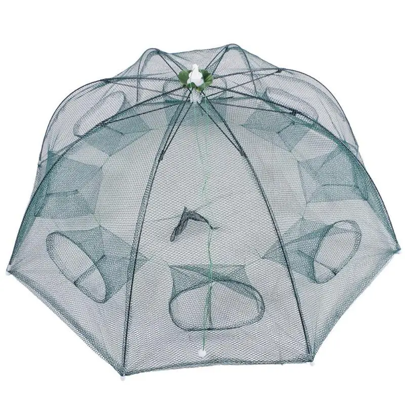 

FishingLife Automatic Folding Umbrella Type Multilateral Fishing Net Shrimp Cage Crab Fish Trap Cast Net6 8 10 12 16 20 holes