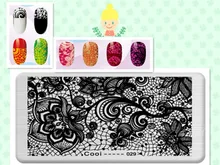Lilies Design Image DIY Manicure Nail Art Stamp Template Image Plate Rctangular Stamping PLates Set Beauty Polish Tools