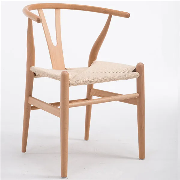 Современный Hans Wegner Wishbone обеденный стул из бука орех/Красный Коричневый/Естественная отделка Y стул для кафе мебель деревянное кресло - Цвет: Natural Beige Seat