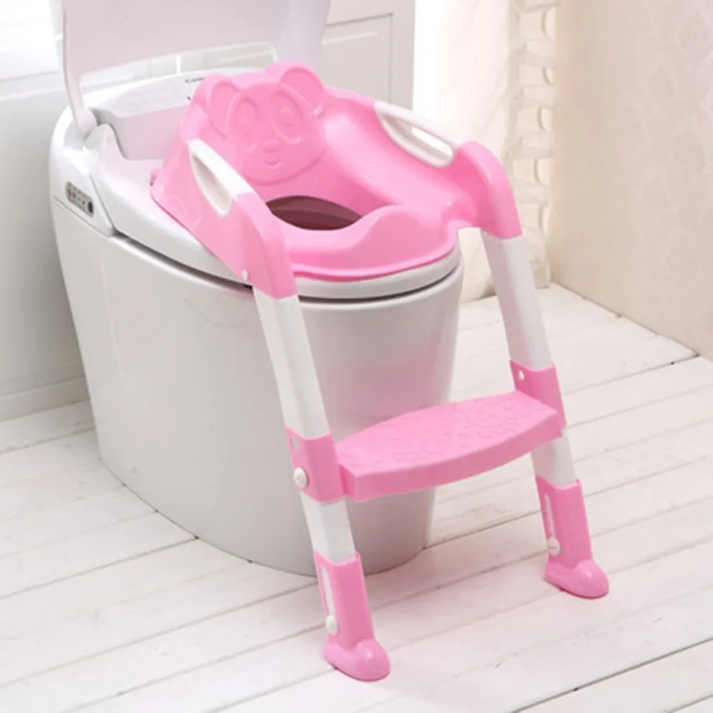 

Foldable Children Potty Seat With Ladder Cover PP Toilet Adjustable Chair Pink 2018 Hot Selling