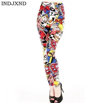 

INDJXND Women Cartoon Leggings Printed Leggins High Stretch Girls Legging Punk Rock Leggin Disco Pants Evening Clubwear Pants