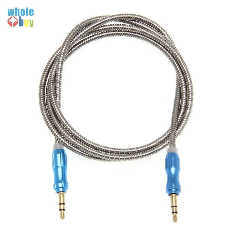 100pcs lot Aux Cable Speaker Wire 3 5mm Jack 1m Sliver Ring Matel Audio Cable for Car Headphone Adapter Speaker MP3 MP4 Cheap