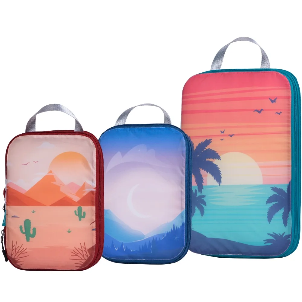 

New Packing Cube Set 3pcs for Diaper Bag Travel Bags Organizer Print Fit Carryon Luggage/Backpack for Baby Care Outdoors