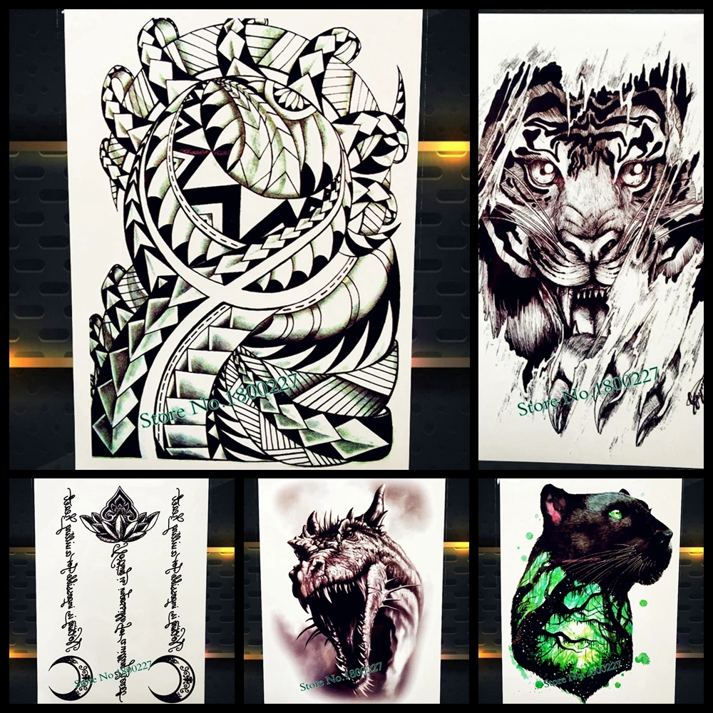 

Diamond Design Large Men Body Art Flash Tattoo Arm Sleeve Fake Waterproof Tattoo Stickers For Women Temporary Tattoo Black Totem